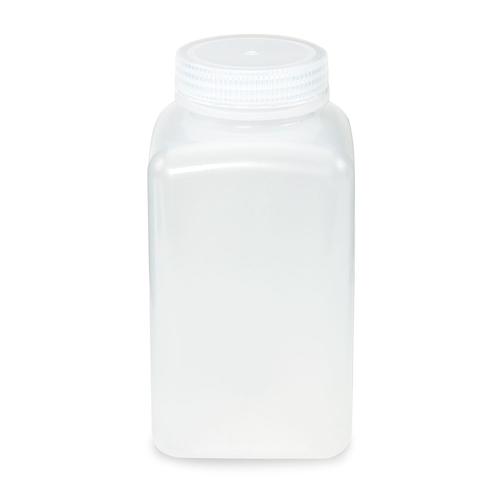 Globe Scientific Bottle, Wide Mouth, Square, PP, Attached PP Screw Cap, 1000mL, 6/Pack Bottle;Square Bottle;PP;1000ml;Attached screwcap;Wide mouth